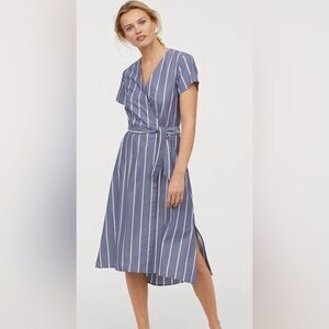 H&M Asymmetrical Blue and White Striped Dress